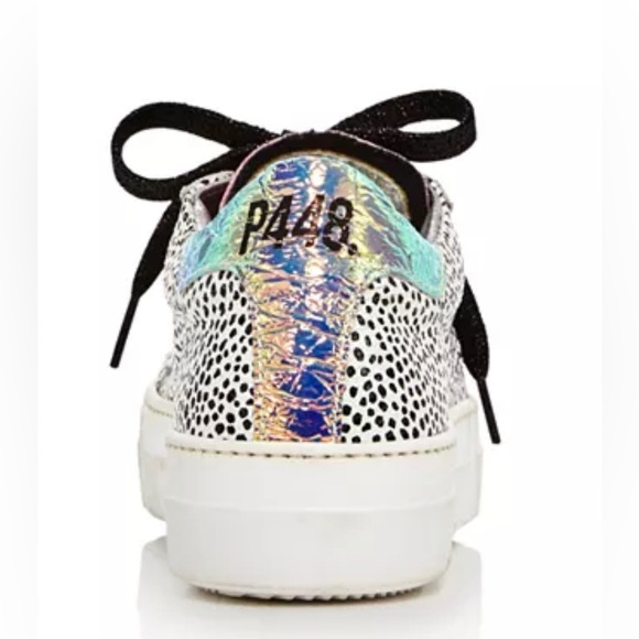 P448 Thea Stylish Black and White Women's Low Top Sneakers - Picture 3 of 5